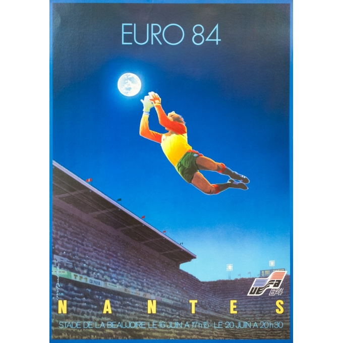 Affiche ancienne de sport - Michel Dubré - 1984 - Euro 84 Nantes - 85 par 60.5 cm