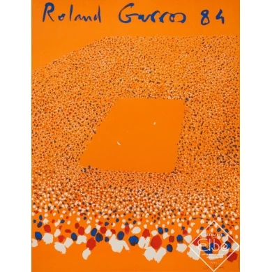 Affiche ancienne de publicité - Gilles Aillaud - 1984 - Roland Garros 84 - 74.5 par 57.5 cm