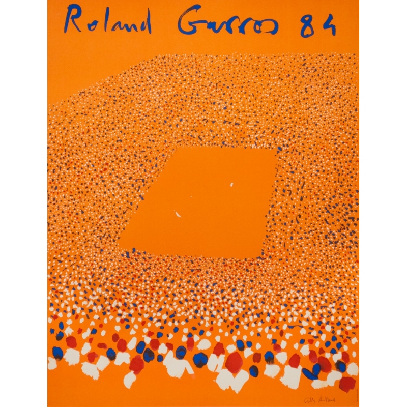Affiche ancienne de publicité - Gilles Aillaud - 1984 - Roland Garros 84 - 74.5 par 57.5 cm