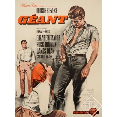 Original vintage movie poster - Jean Mascii - 1956 - Geant Giant James Dean - 29.9 by 22.8 inches