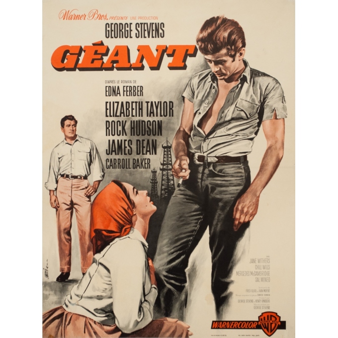 Original vintage movie poster - Jean Mascii - 1956 - Geant Giant James Dean - 29.9 by 22.8 inches