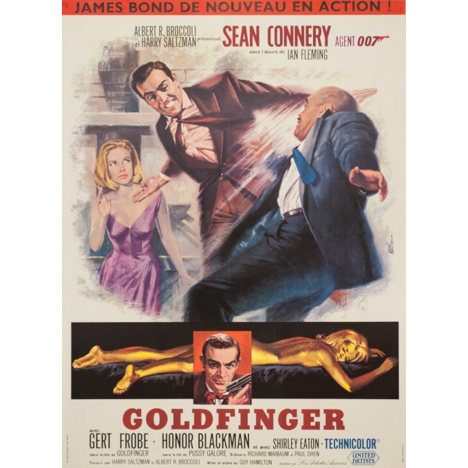 Original vintage movie poster - Goldfinger 007 James Bond Sean Connery France Petit Format - 22.8 by 16.5 inches