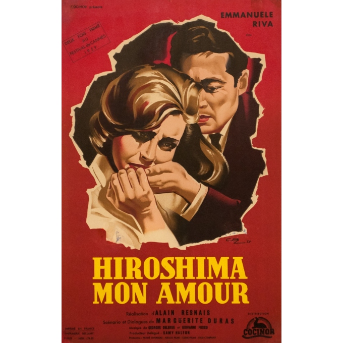 Affiche ancienne de cinéma - cbz - 1959 - Hiroshima Mon Amour - 60 par 39 cm