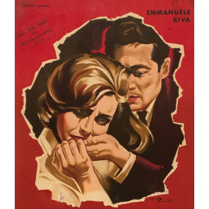 Affiche ancienne de cinéma - cbz - 1959 - Hiroshima Mon Amour - 60 par 39 cm - 2