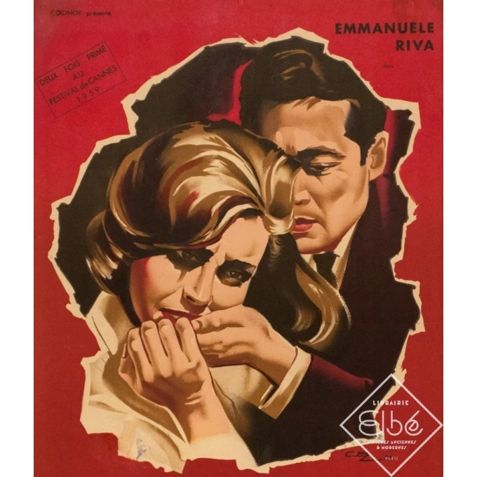 Original vintage movie poster - cbz - 1959 - Hiroshima Mon Amour - 23.6 by 15.4 inches - 2