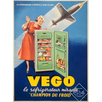Vintage advertising poster - Jacques Branger - Circa 1960 - Vego Le Réfrigirateur Miracle - 31.5 by 23.2 inches