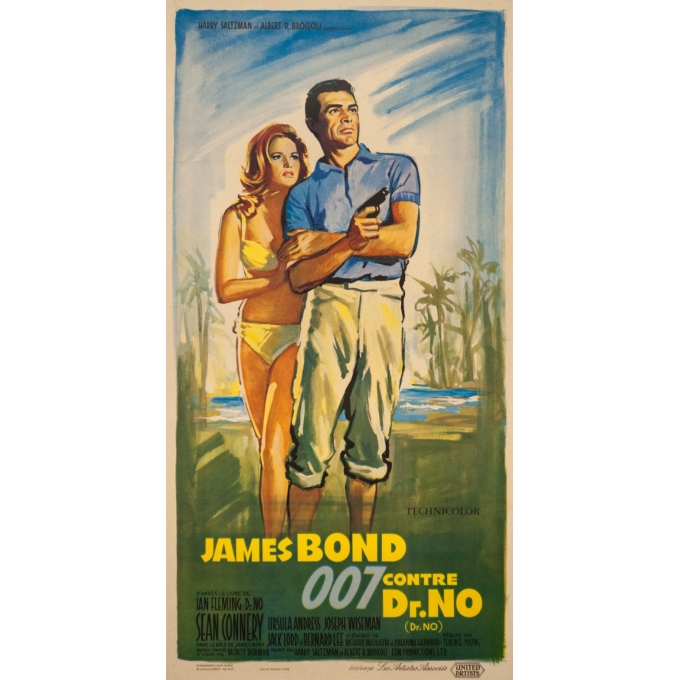 Affiche ancienne de cinéma - 1962 - James Bond Contre Dr No 007 Ursula Andress Sean Connery Petit Format - 76 par 40 cm