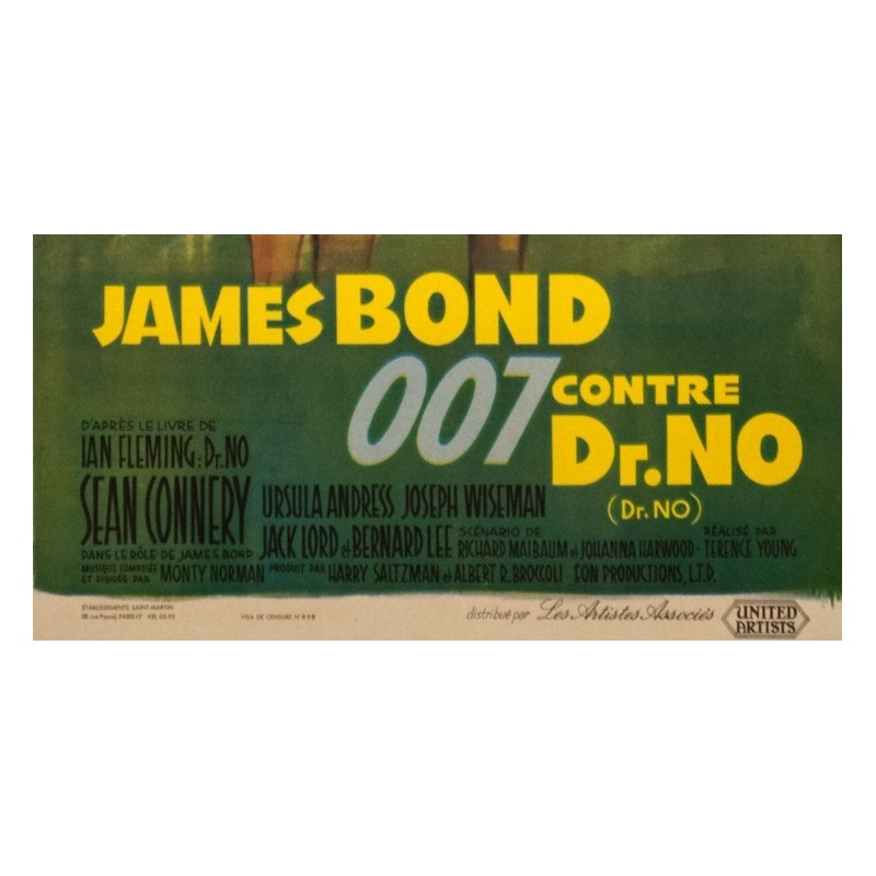 Affiche ancienne de cinéma - 1962 - James Bond Contre Dr No 007 Ursula Andress Sean Connery Petit Format - 76 par 40 cm - 3