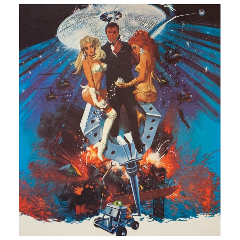 Affiche ancienne de cinéma - 1971 - James Bond Les Diamants Sont Eternels 007 - 80 par 60 cm - 2