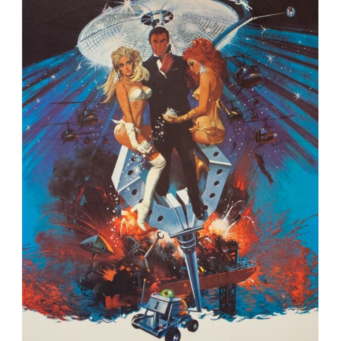 Original vintage movie poster - 1971 - James Bond Les Diamants Sont Eternels 007 - 31.5 by 23.6 inches - 2