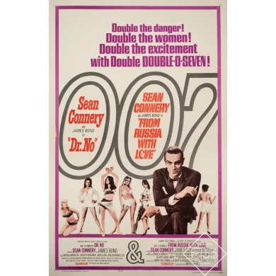Affiche ancienne de cinéma - Circa 1965 - James Bond Double 0 Seven Usa - 106 par 68 cm