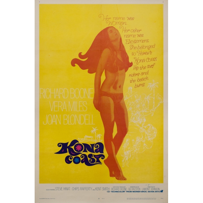 Affiche ancienne de cinéma - 1968 - Kona Coast One Sheet Usa Surf Californie - 104 par 68 cm
