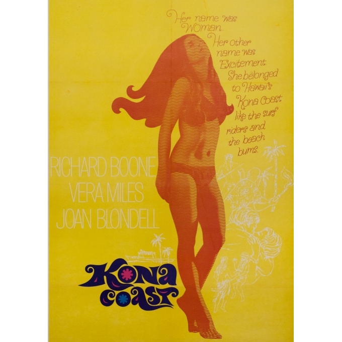 Affiche ancienne de cinéma - 1968 - Kona Coast One Sheet Usa Surf Californie - 104 par 68 cm - 2