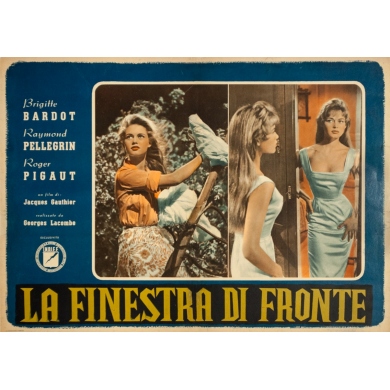 Original vintage movie poster - La Finestra Di Fronte Bardot Italien - 27 by 19.3 inches