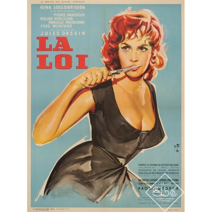 Affiche ancienne de cinéma - YVES THOS - 1959 - La Loi France - 79 par 59 cm