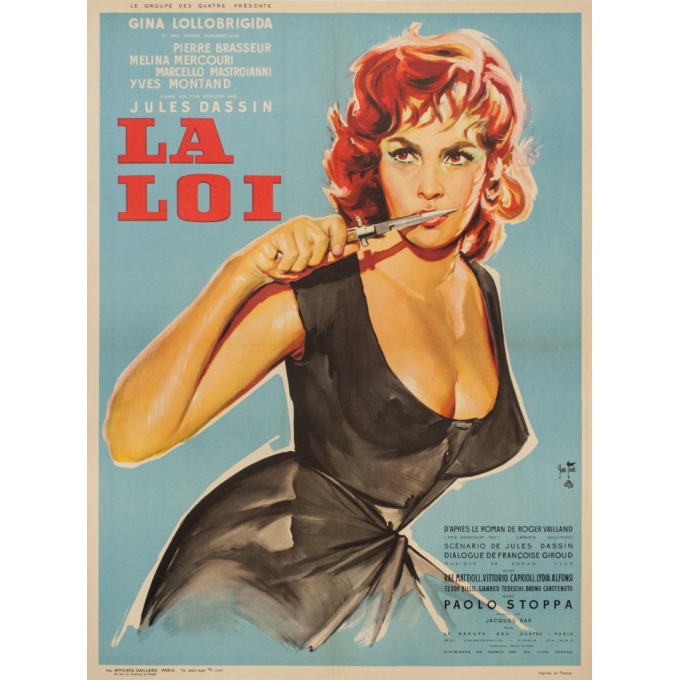 Affiche ancienne de cinéma - YVES THOS - 1959 - La Loi France - 79 par 59 cm