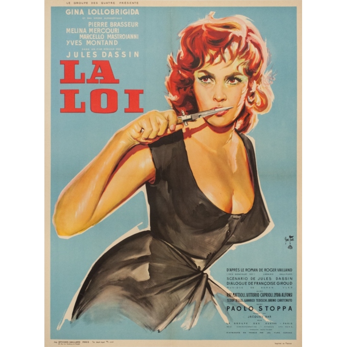Original vintage movie poster - YVES THOS - 1959 - La Loi France - 31.1 by 23.2 inches