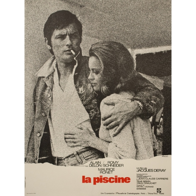 Affiche ancienne de cinéma - vaissier - 1974 - La Piscine Alain Delon Romy Schneider - 79 par 60 cm