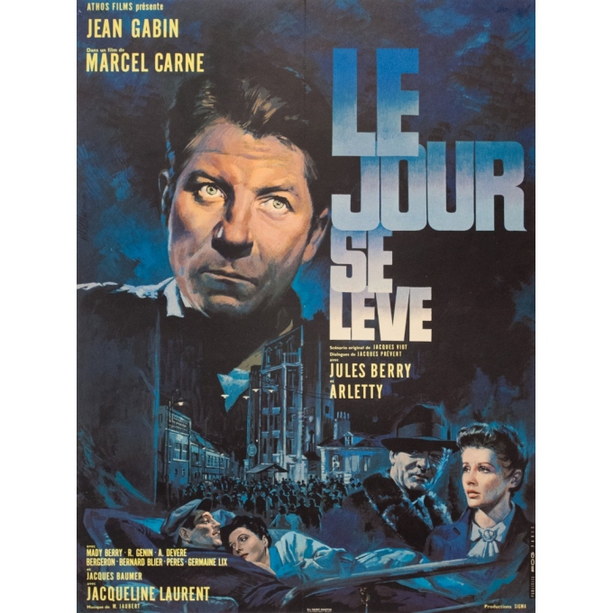 Affiche ancienne de cinéma - FOG PARIS - 1939 - Le Jour Se Leve Jean Gabin - 77 par 58 cm