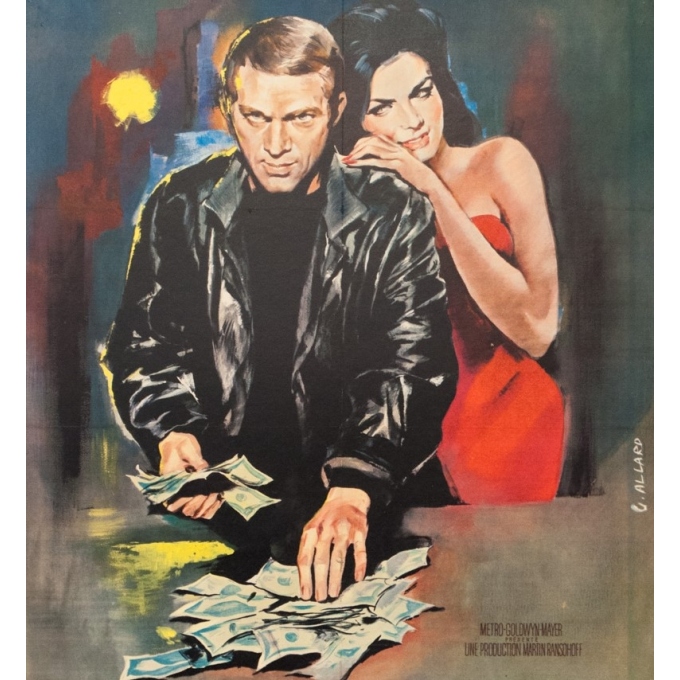 Original vintage movie poster - G. Allard - 1965 - Le Kid De Cincinnati Steve Mc Queen - 30.3 by 22.6 inches - 2