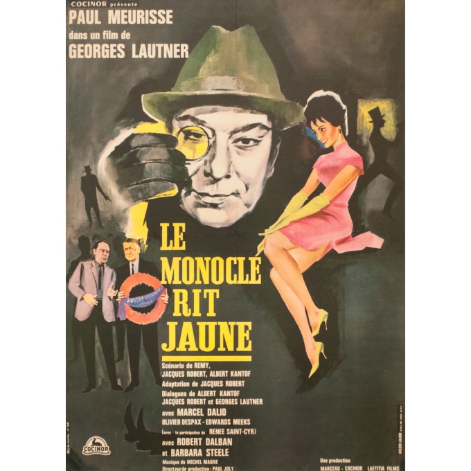 Original vintage movie poster - 1964 - Le Monocle Rit Jaune - 30.7 by 22 inches