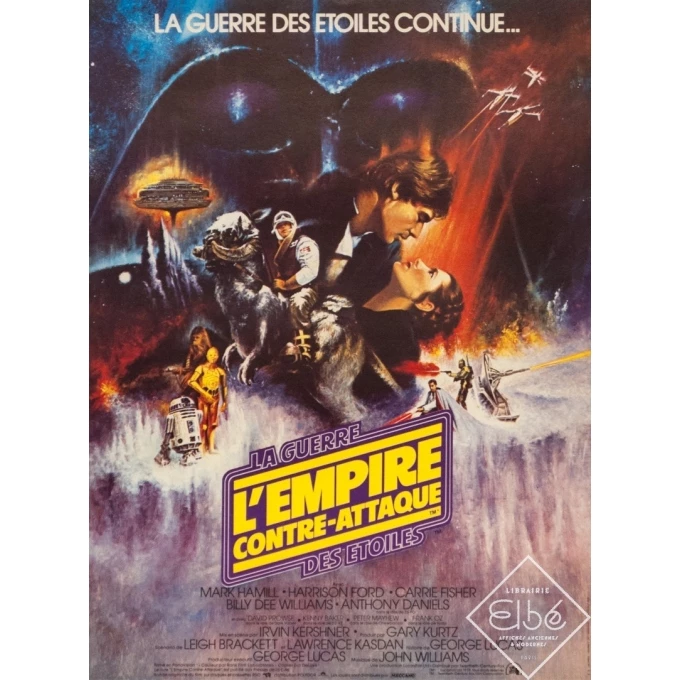 Affiche ancienne de cinéma - 1980 - L'Empire Contre Attaque La Guerre Des Etoiles Star Wars Petit Format - 52 par 38 cm