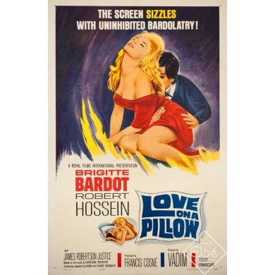 Affiche ancienne de cinéma - 1962 - Love On A Pillow Bardot Hossein Vadimone sheet - 105 par 63 cm
