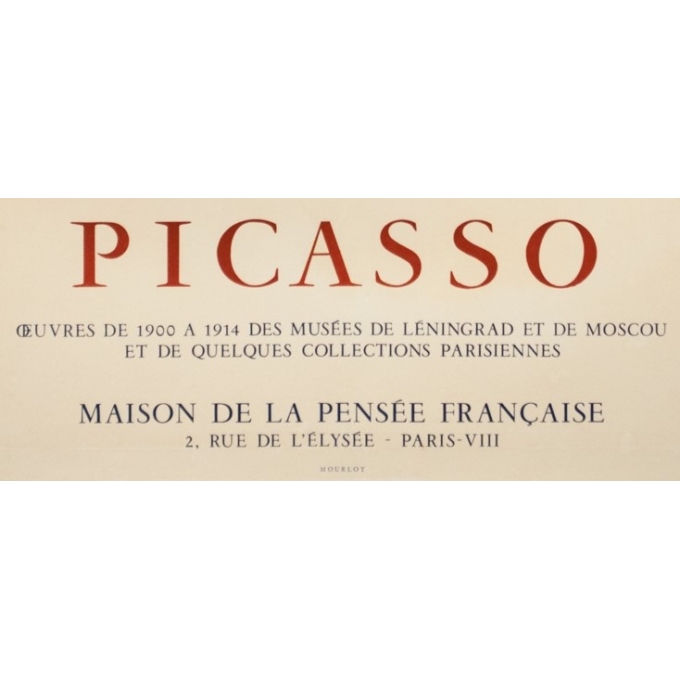 Affiche ancienne d'exposition - Picasso - 1954 - Maison De La Pensée Française - 71 par 48 cm - 3