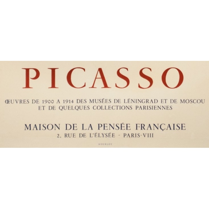 Vintage exhibition poster - Picasso - 1954 - Maison De La Pensée Française - 28 by 18.9 inches - 3