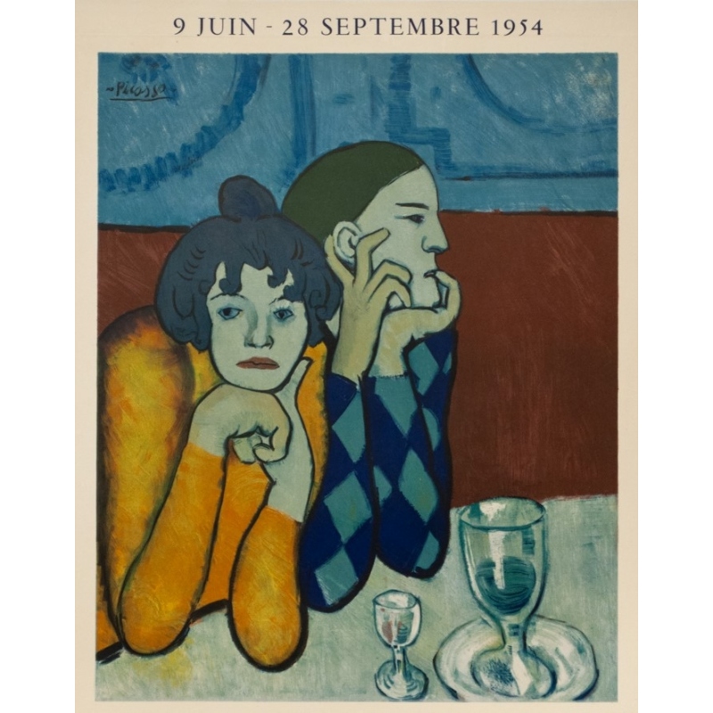 Affiche ancienne d'exposition - Picasso - 1954 - Maison De La Pensée Française - 71 par 48 cm - 2