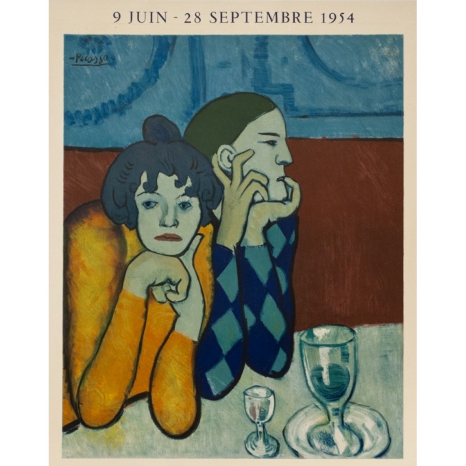 Affiche ancienne d'exposition - Picasso - 1954 - Maison De La Pensée Française - 71 par 48 cm - 2