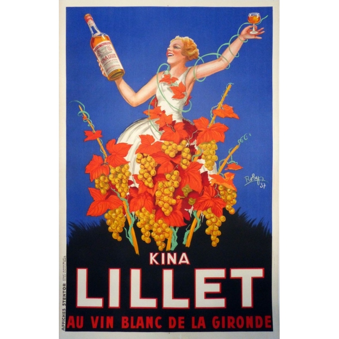 Affiche originale Kina Lillet au vin blanc de la Gironde. Elbé Paris.