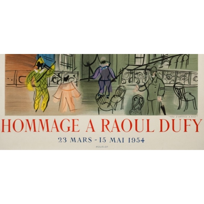 Affiche ancienne d'exposition - Raoul Duffy - 1954 - Exposition Hommage Ville De Nice Feu D'Artifice - 70 par 49 cm - 3