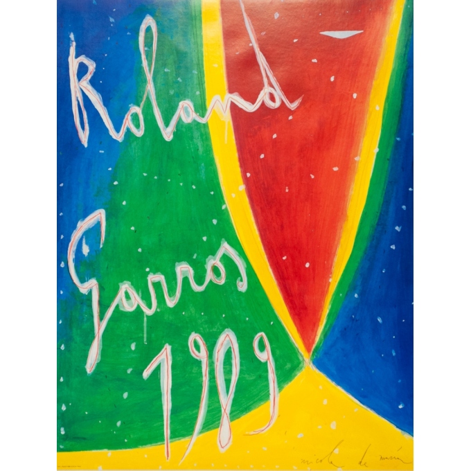 Affiche ancienne originale - Nicola de Maria - 1989 - Roland Garros 1989 - 74 par 57 cm