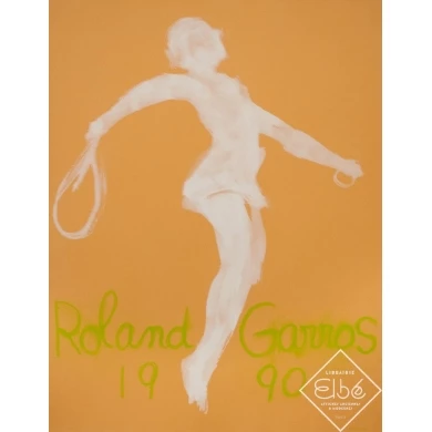 Affiche ancienne originale - Garache - 1990 - Roland Garros 1990 - 75 par 58 cm