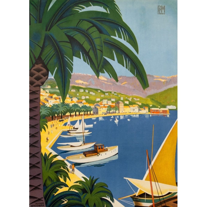 Affiche ancienne de voyage - Roger Broders - 1932 - Bandol Côte D'Azur Varoise - 99.5 par 62 cm - 2