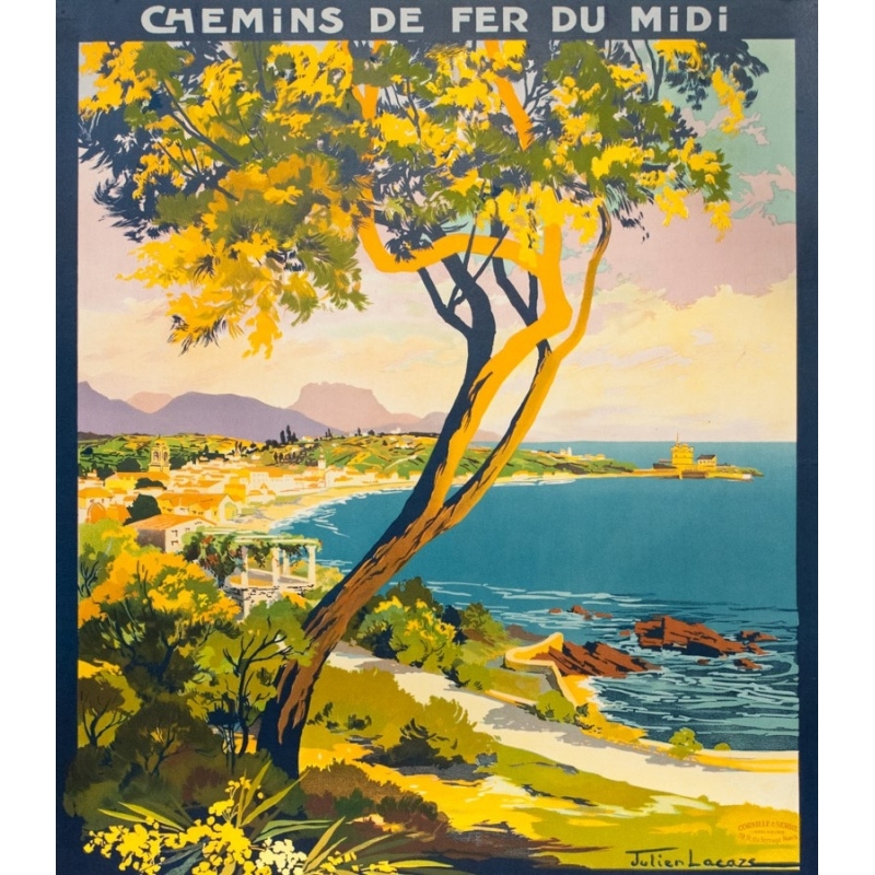 Affiche ancienne de voyage - Julien Lacaze - 1930 - Saint Jean De Luz Ciboure Côte Basque - 107 par 75.5 cm - 2