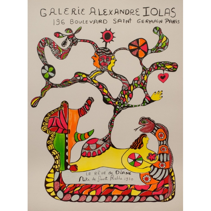 Affiche ancienne d'exposition - Niki de Saint Phalle - 1970 - Expositon Galerie Alexandre Iolas - 83 par 62 cm