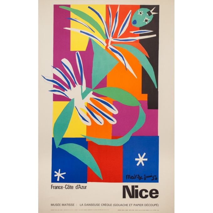 Affiche ancienne de voyage - Henri Matisse - 1950 - Nice - 99 par 63.5 cm