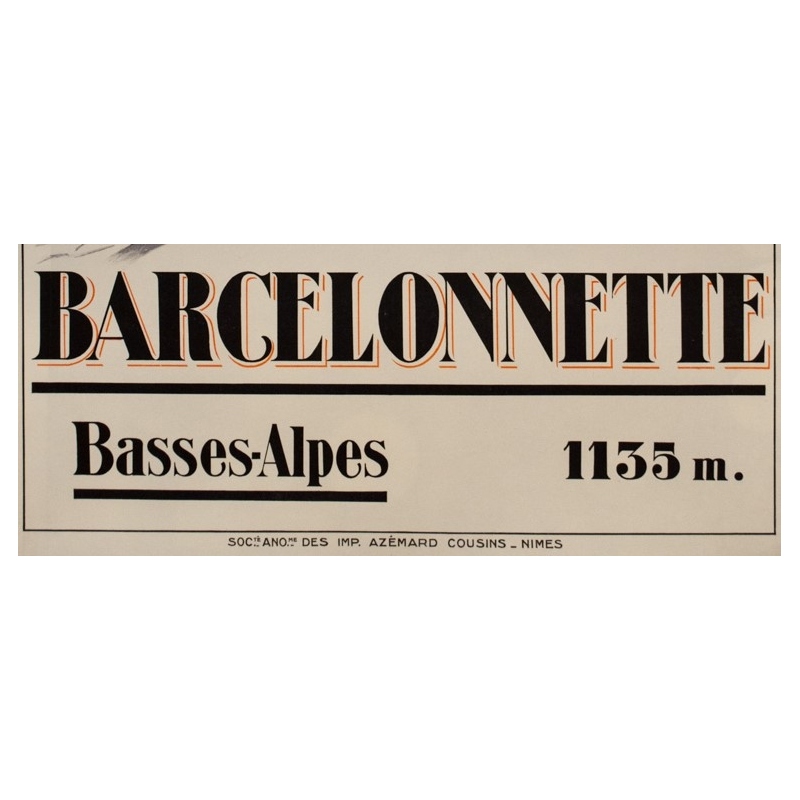Affiche ancienne de voyage - Pierre Michel - 1928 - Barcelonette Plm Sports D'Hiver - 107.5 par 78 cm - 3