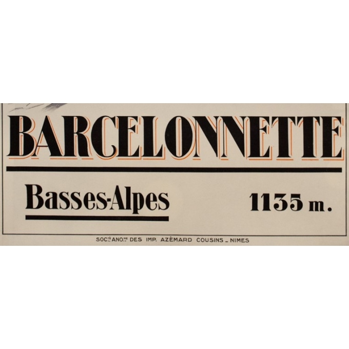 Affiche ancienne de voyage - Pierre Michel - 1928 - Barcelonette Plm Sports D'Hiver - 107.5 par 78 cm - 3