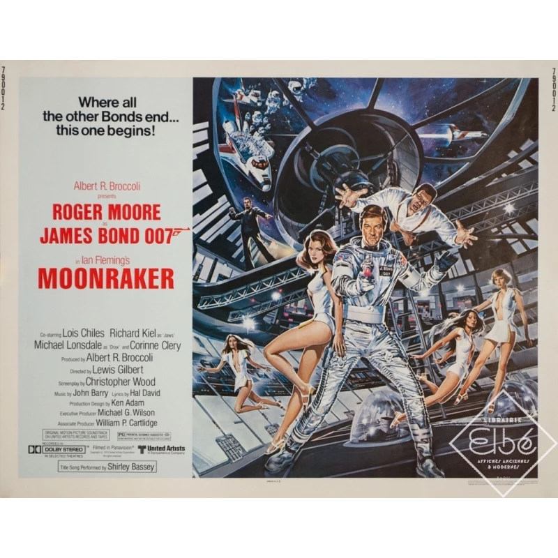 Original vintage movie poster - 1979 - Moonraker 007 James Bond - 26 by 20.1 inches