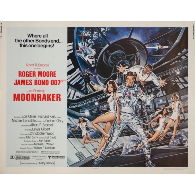 Original vintage movie poster - 1979 - Moonraker 007 James Bond - 26 by 20.1 inches
