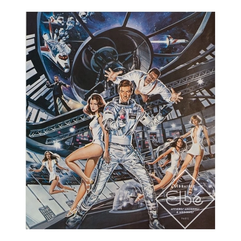 Original vintage movie poster - 1979 - Moonraker 007 James Bond - 26 by 20.1 inches - 2