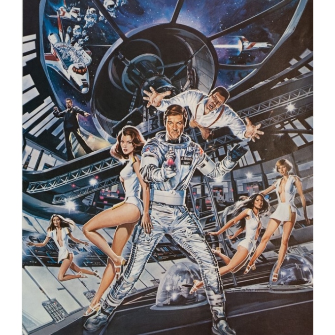 Original vintage movie poster - 1979 - Moonraker 007 James Bond - 26 by 20.1 inches - 2