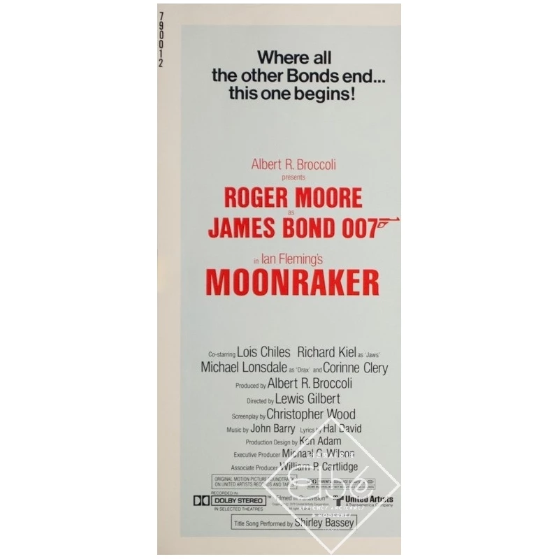 Original vintage movie poster - 1979 - Moonraker 007 James Bond - 26 by 20.1 inches - 3
