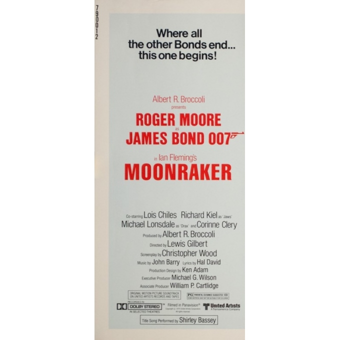 Original vintage movie poster - 1979 - Moonraker 007 James Bond - 26 by 20.1 inches - 3