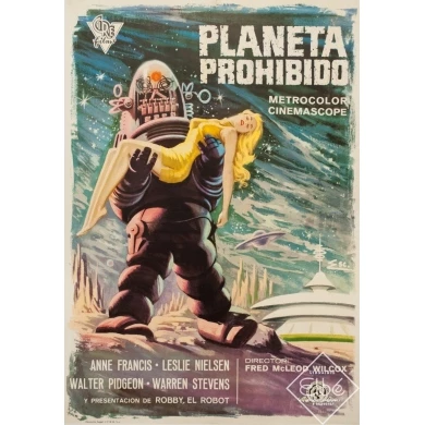 Affiche ancienne de cinéma - 1960 - Planeta Prohibido Espagne Planete Interdite - 99 par 69 cm