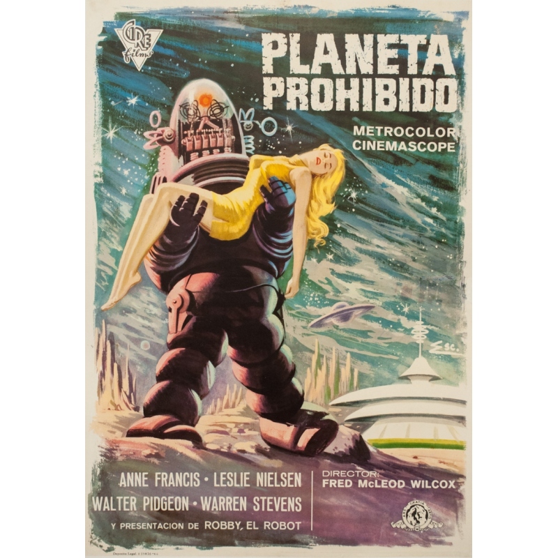 Original vintage movie poster - 1960 - Planeta Prohibido Espagne Planete Interdite - 39 by 27.2 inches