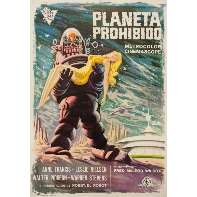 Original vintage movie poster - 1960 - Planeta Prohibido Espagne Planete Interdite - 39 by 27.2 inches